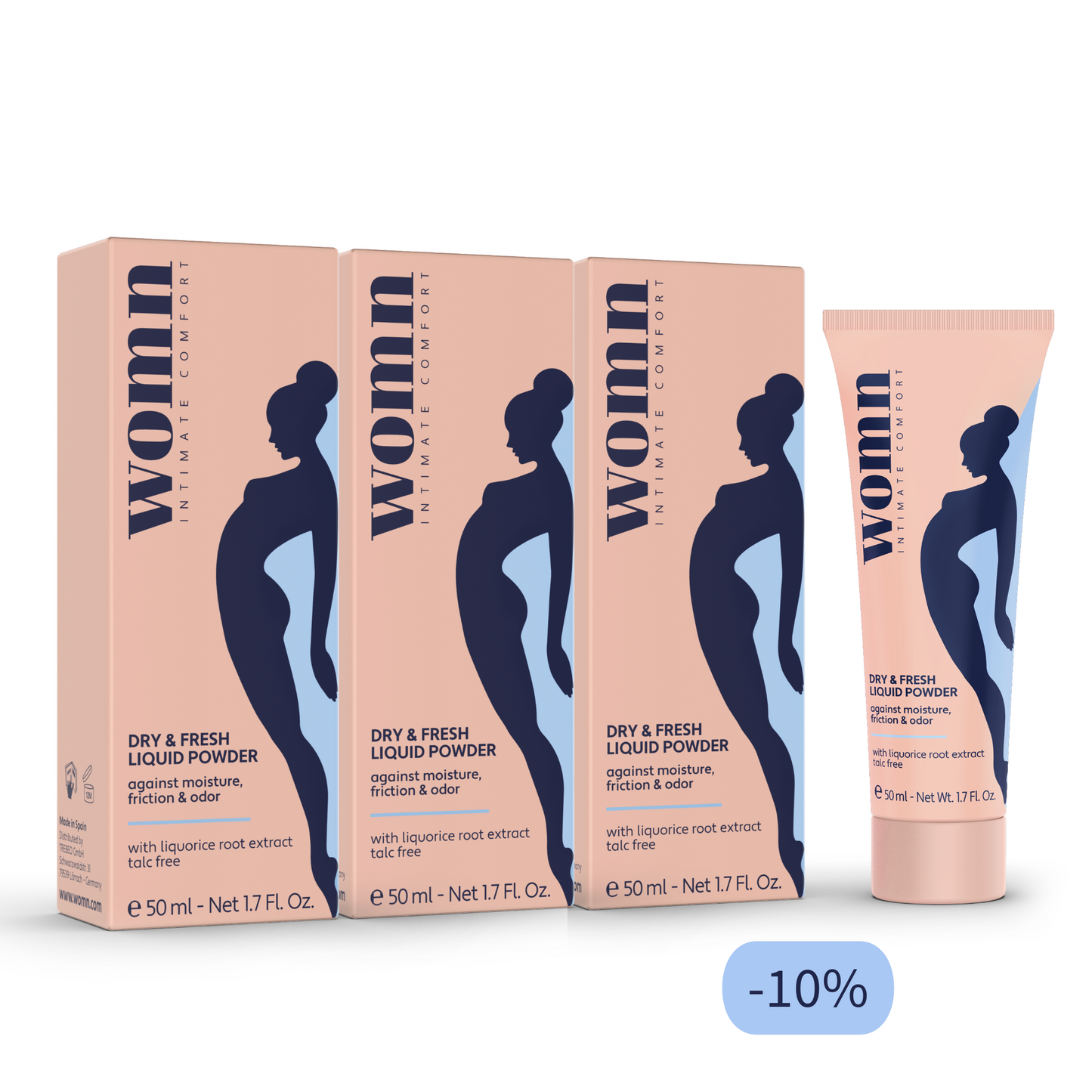 womn Dry & Fresh Liquid Powder - 3 x 50 ml